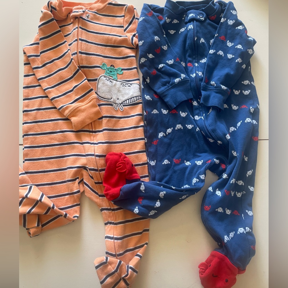 Whale & Crab Carters 9 month pajama onesies